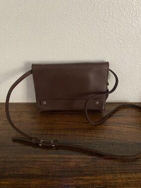 Madewell Dark Brown Leather Crossbody Wallet Bag